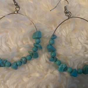 Turquise Nugget Hoop Earrings